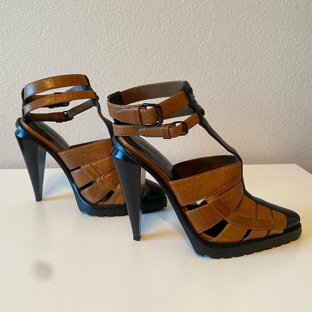 EUC ALEXANDER WANG Abbey High Heel Leather Sandals w/ Ankle Straps SZ 39 / 9 - Picture 4 of 9